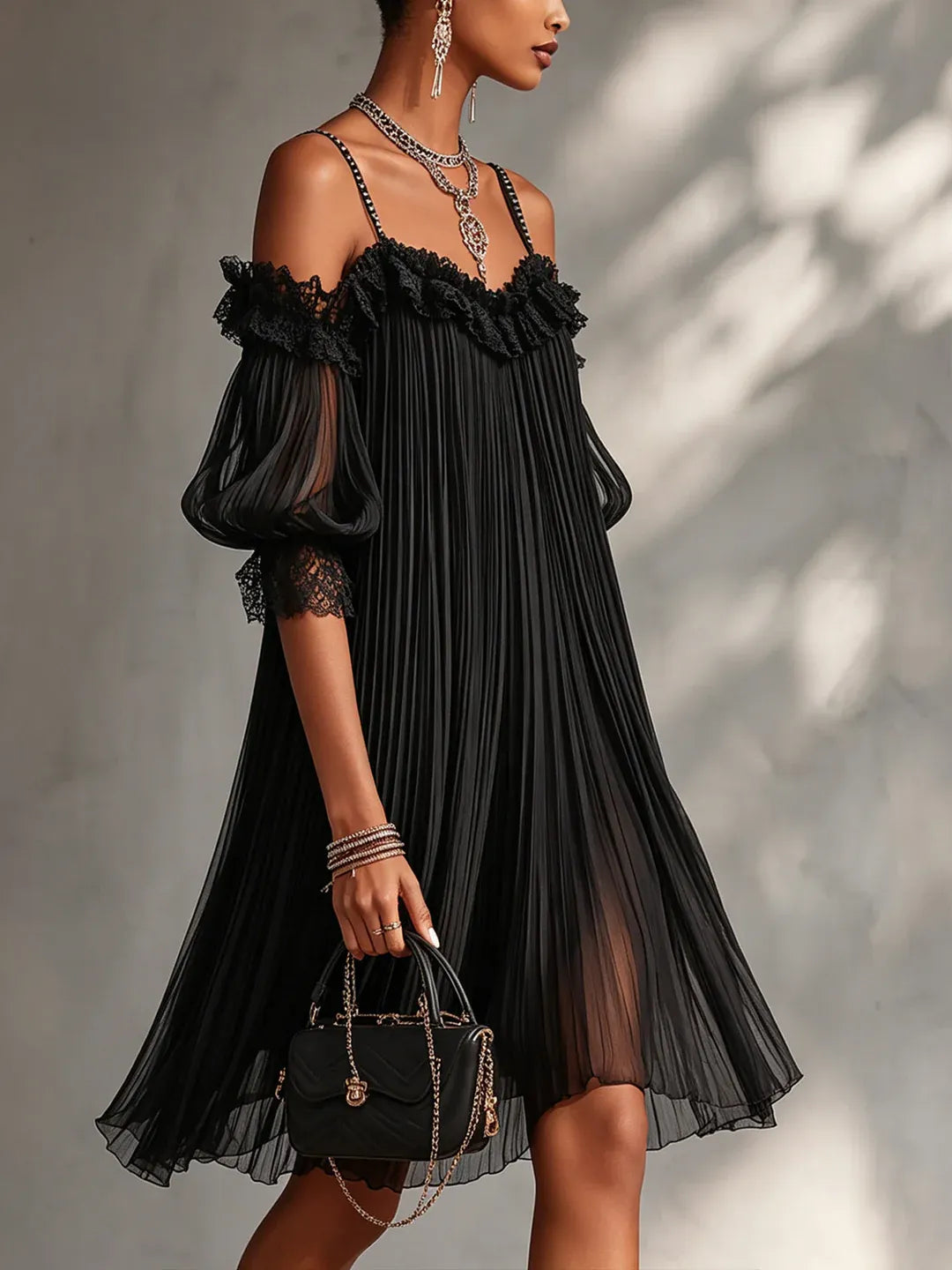 Vittoria | Minivestido negro de gasa