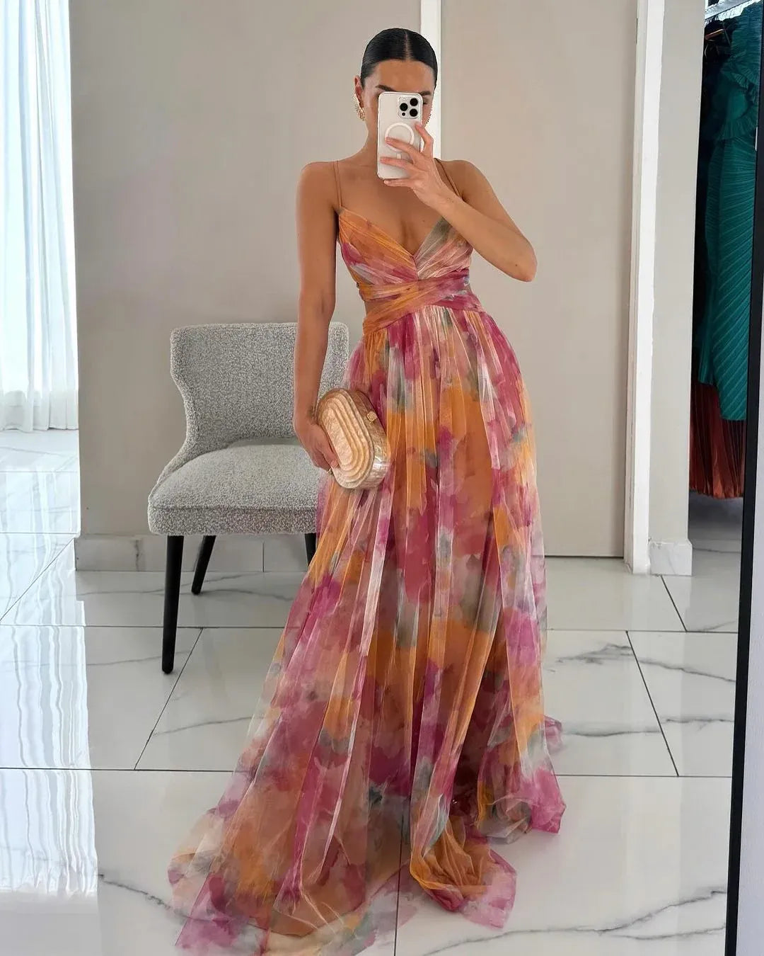 Giselle | Vestido largo con estampado floral encantador