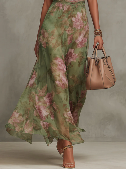 Livia | Vestido largo de estampado floral con cuello halter